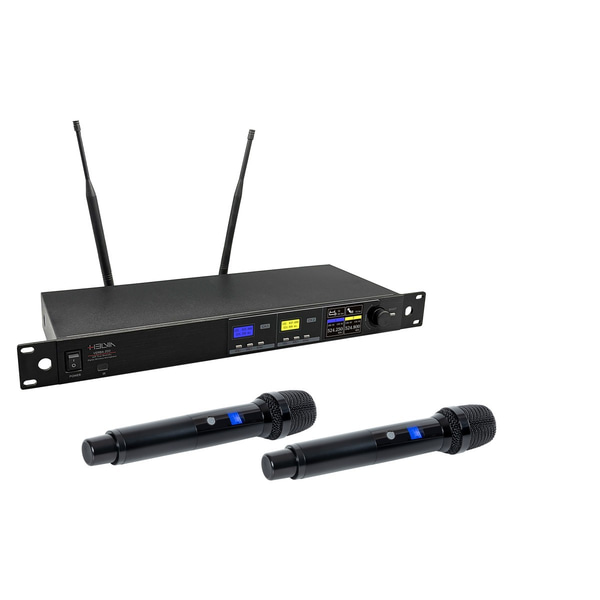 HELVIA Verba -201 Sistema wireless UHF True Diversity con Autoscan - 2 mic a mano A1 (516-558 MHz)
