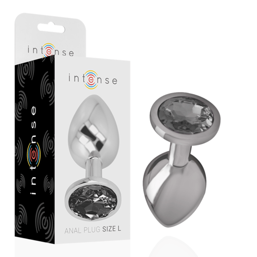 INTENSE ANAL TOYS INTENSE - PLUG ANALE IN METALLO ALLUMINIO CON VETRO NERO TAGLIA L
