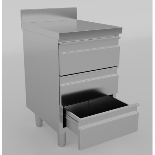 Cassettiera 50x70x85 acciaio inox 430 alzatina 3 cassetti ristorante RS4664