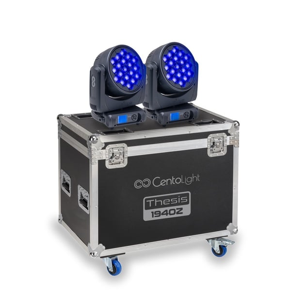 CENTOLIGHT Set 2 teste mobili wash 19x40w con flight case. Modello THESIS-1940-SET