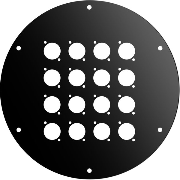 PROEL STAGE Disco frontale in acciaio verniciato nero per AV195, dotato di 16 fori per connettori di tipo “D”.