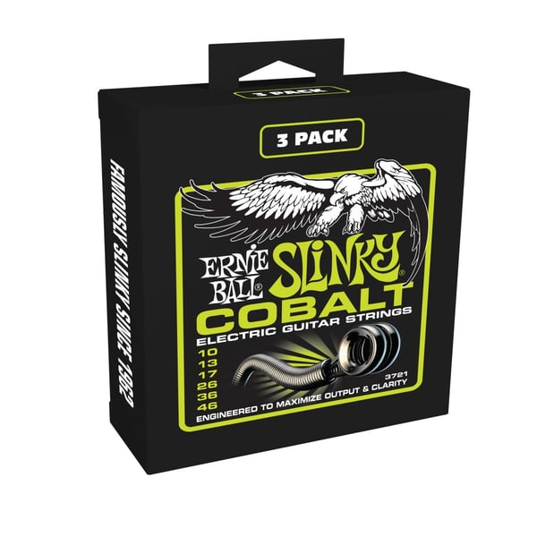 ERNIE BALL 3-pack corde per chitarra elettrica Regular Slinky Cobalt 10/46. Modello P03721
