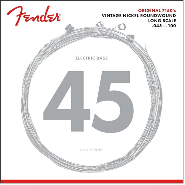 FENDER Set di Corde Original 7150 Bass Nichel Puro Roundwound Scala Lunga 7150ML Scalature .045-.100. Modello 0737150405