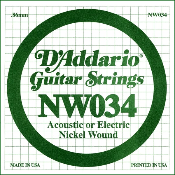 D'ADDARIO Nickel Wound Electric Guitar Single String, .034