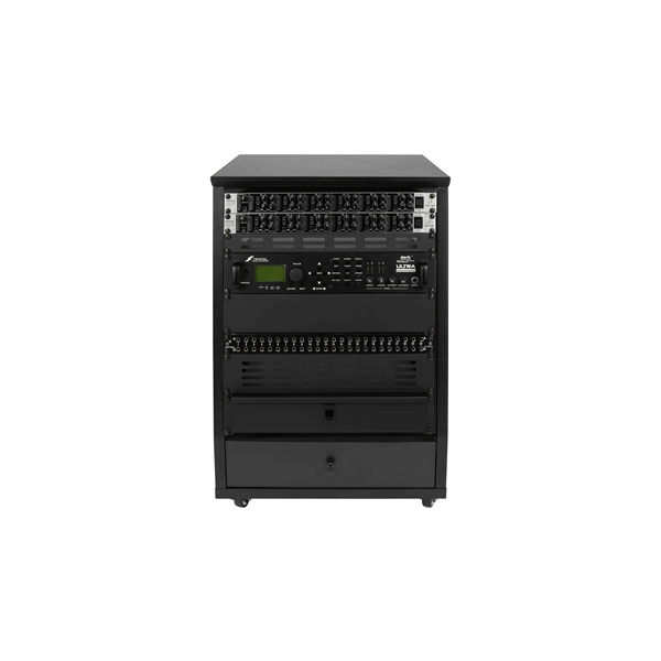 Gator Frameworks GFW-ELITESTUDIORK12-BLK Rack da studio inclinato 12 unità con finitura nera standard<br>