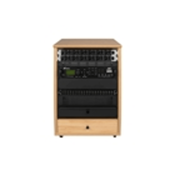 Gator Frameworks GFW-ELITESTUDIORK12-MPL Rack da studio inclinato 12 unità con finitura in acero naturale opaco<br>