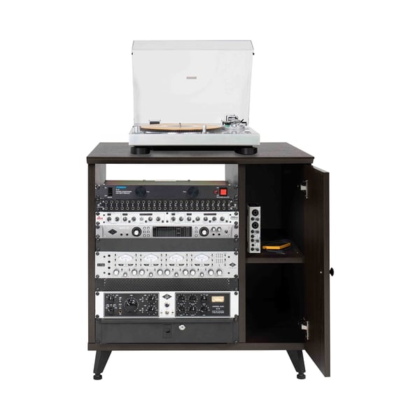 Gator Frameworks GFW-ELITESIDECAR-BRN Mobile rack sidecar cabinet in legno con finitura noce scuro<br>