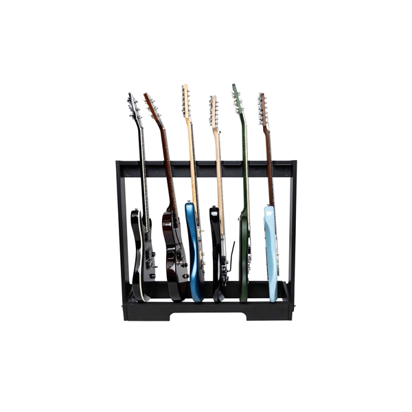 Gator Frameworks GFW-GTR-WD6RK-BLK Supporto in legno per 6 chitarre con finitura nera<br>