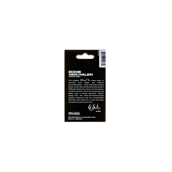 Dunlop EVHP03 EVH Max Grip White With Black Stripes 0.60 mm Pack/6