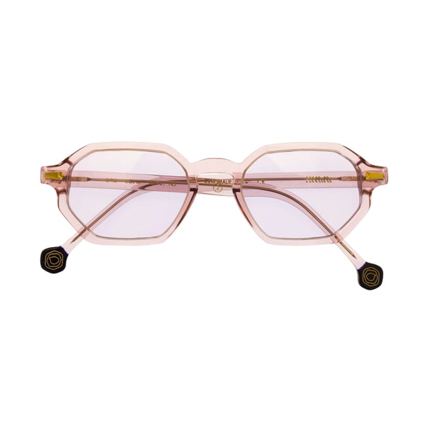 メガネ KYME Kyme - GEA COL 4 - OPTICAL GLASSES - transp peach Kyme Eyewear COLE4: hexagonal vintage sunglasses. Color