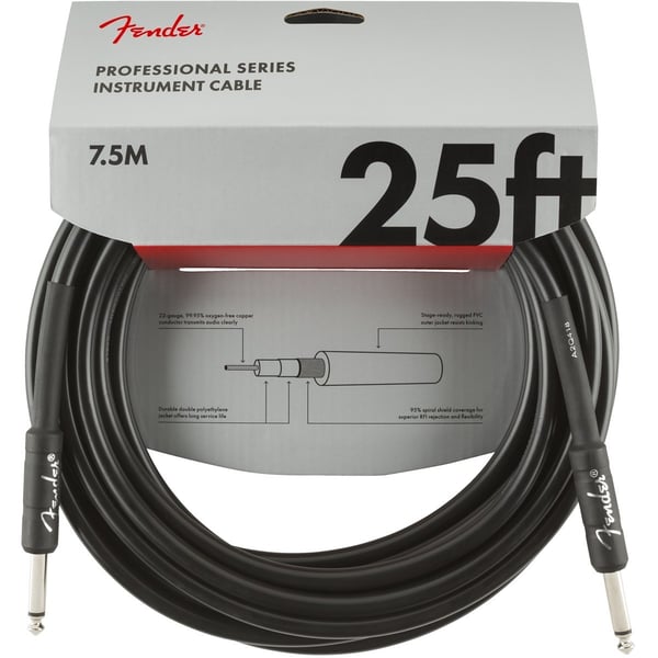 FENDER Cavo per strumenti serie Professional Straight/Straight 25' Black. Modello 0990820016