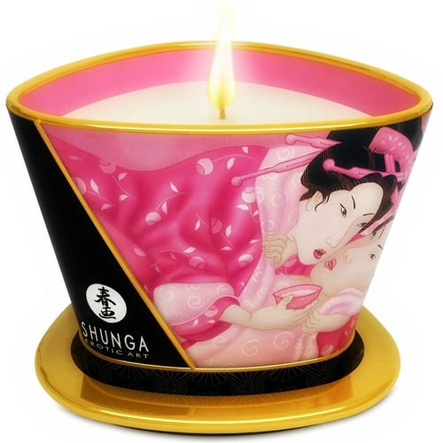 SHUNGA CANDLES SHUNGA - MINI CARESS BY CANDELIGHT CANDELA DA MASSAGGIO AFRODISIACA ALLE ROSE 170 ML