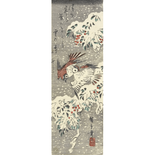 Utagawa Hiroshige (Bambù celeste e passeri nella neve), 1830-1858