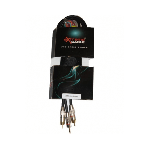 EXTREME 1MJS2R1PRO  MINI JACK STEREO 1/8" 3,5MM-2 RCA MASCHI 1MT CONNETTORI SMONTABILI + SET ANELLINI COLORATI IDENTIFICATIVI PER CONNETTORE