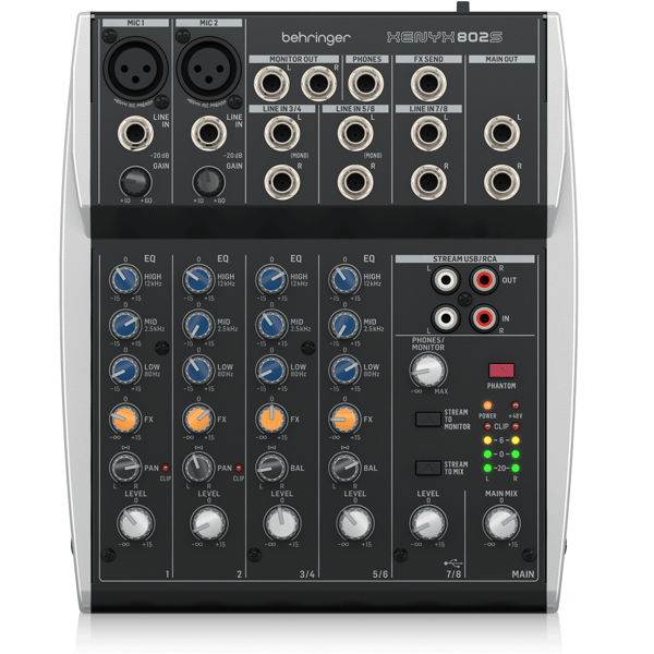 BEHRINGER XENYX 802S MIXER 8 INGRESSI CON INTERFACCIA STREAMING USB EX-DEMO