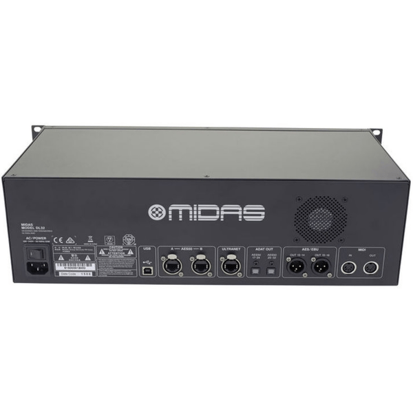 MIDAS DL32 STAGE BOX DIGITALE PER SERIE M32 CON 32 PREAMPLIFICATORI MICROFONICI 16 USCITE XLR OUT ULTRANET ADAT AESEBU MIDI
