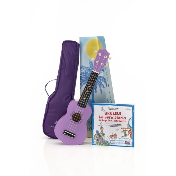 SOUNDSATION Ukulele MAUI SUNNY con borsa e libro educativo CURCI per bambini. Modello 10-LI Book