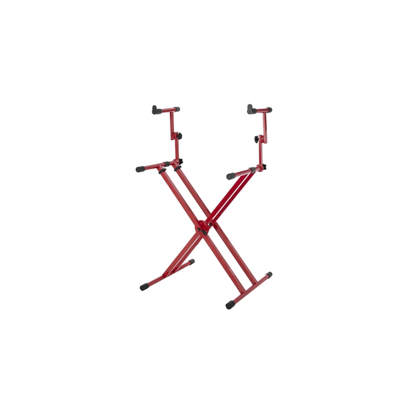 Gator Frameworks GFW-KEY-5100XRED Supporto per tastiera a doppio livello con struttura a "X" in colore rosso<br>