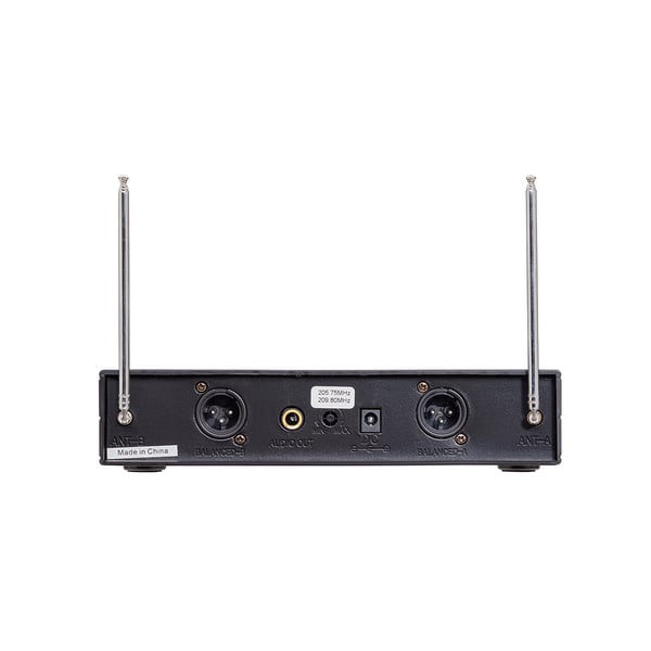 SOUNDSATION Radiomicrofono VHF Doppio Plug and Play con 2 Mic. Palmari (205.75 MHz - 209.8 MHz)