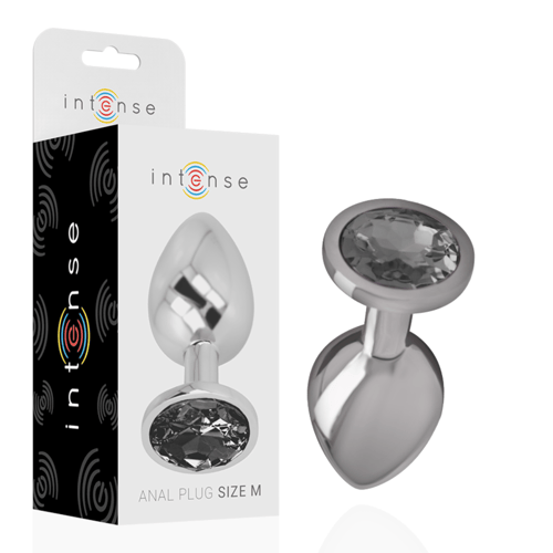 INTENSE ANAL TOYS INTENSE - PLUG ANALE IN METALLO ALLUMINIO CON VETRO NERO TAGLIA M