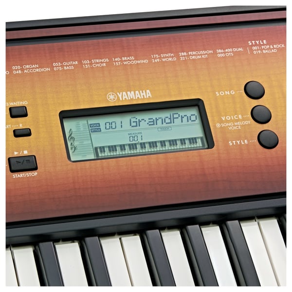 YAMAHA PSR E360 MAPLE TASTIERA DINAMICA 61 TASTI CON FINITURA TOP IN ACERO EX-DEMO