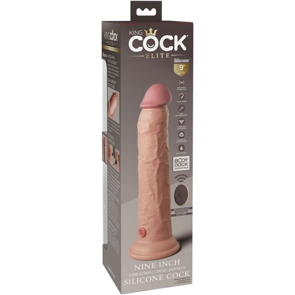 KING COCK ELITE - REALISTISCHER VIBRATOR & SILIKON-DILDO MIT FERNBEDIENUNG 23 CM
