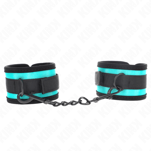 KINK WRIST RESTRAINT KINK - TENUTA DA POLSO IN NYLON CON GANCIO E LOOP NERO-BLU REGOLABILE 18-32 CM X 5 CM