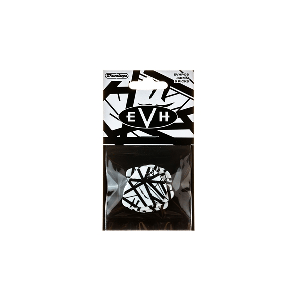 Dunlop EVHP03 EVH Max Grip White With Black Stripes 0.60 mm Pack/6