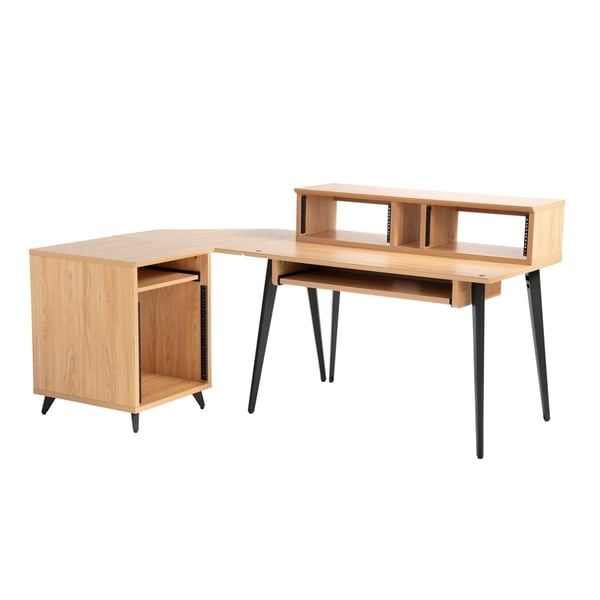 Gator Frameworks GFW-ELITEDESK-MPL Scrivania workstation Elite in acero naturale opaco per studi di registrazione e content creator<br>