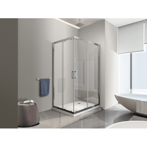 Box doccia 6 mm angolare rettangolare profilo cromo reversibile H.190 90x140