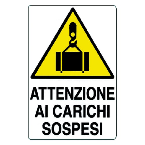 CARTELLO 'ATTENZIONE AI CARICHI SOSPESI' cm 60 x 40