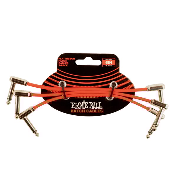 Ernie Ball 6402 Flat Ribbon Patch Cable Red 15,24cm 3-Pk