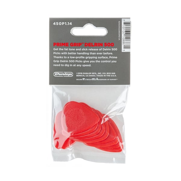 Dunlop 450P114 Prime Grip Delrin 500 1.14 mm Player's Pack/12
