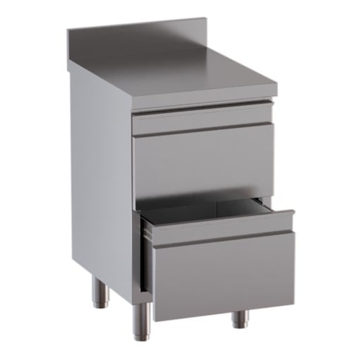 Cassettiera 50x70x85 acciaio inox 430 alzatina 2 cassetti ristorante RS4662