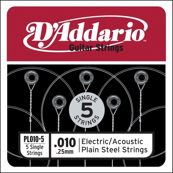 D'ADDARIO 5-string Plain Steel Guitar Single String, .0105
