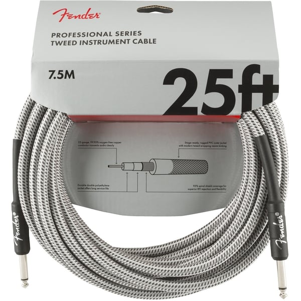 FENDER Cavo per strumenti serie Professional 25' White Tweed. Modello 0990820072
