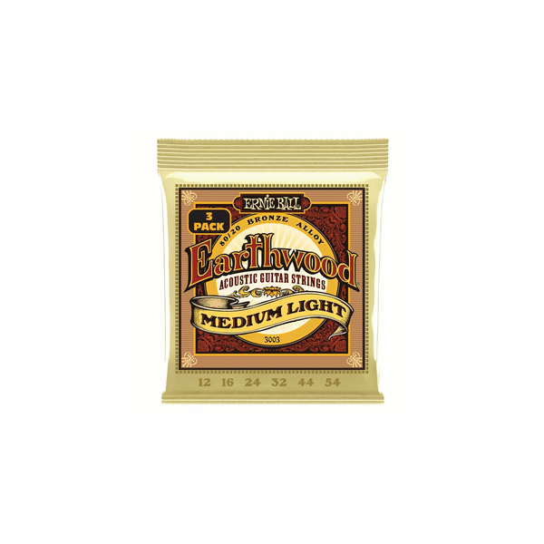 Ernie Ball 3003 Earthwood 80/20 Bronze Medium Light 12-54 - 3 Mute