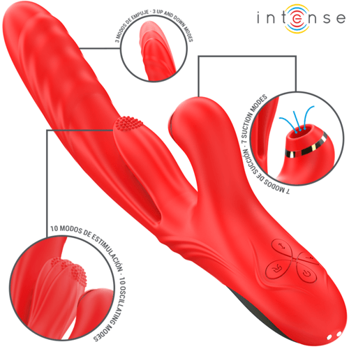 INTENSE - KAROL VIBRADOR MULTIFUNCIÓN EMPUJE &amp; ESTIMULACIÓN &amp; SUCCIÓN ROJO