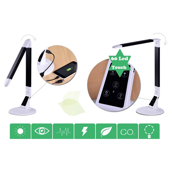 EXTREME TOUCH DESK LAMP X100-B BLACK LAMPADA RETE / USB REGOLABILE DA TAVOLO 60 LED CONTROLLO TEMPERATURA COLORE INTENSITA' TIMEOUT MEMORIA RICARICA SMART-PHONE TABLET