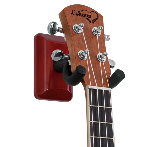 Gator Frameworks GFW-UKE-HNGRCHR Supporto da parete per ukulele e mandolino con piastra in ciliegio