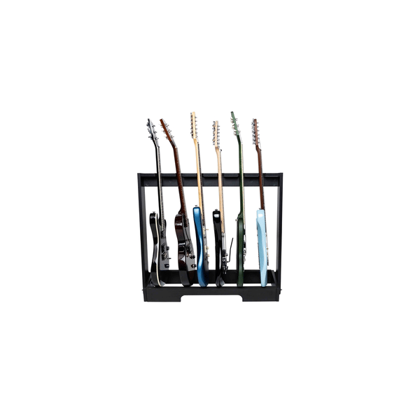 Gator Frameworks GFW-GTR-WD6RK-BLK Supporto in legno per 6 chitarre con finitura nera<br>