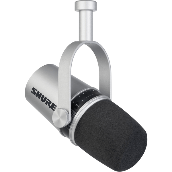 SHURE CENTRE SHURE MV7-S SILVER MICROFONO DINAMICO PODCAST XLR MICRO-USB USCITA CUFFIA COLORE ARGENTATO