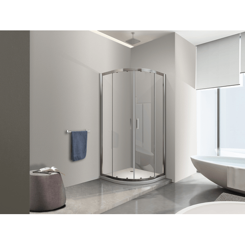 Box Doccia 6 Mm Angolare Curvo Semicircolare Profilo Cromo Reversibile H.190 90x90