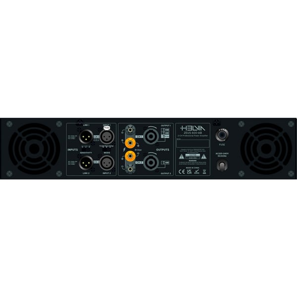 HELVIA Amplificatore di potenza in classe AB da 2x200W a 8ohm / 2x300W a 4ohm. Modello ZEUS 600-AB