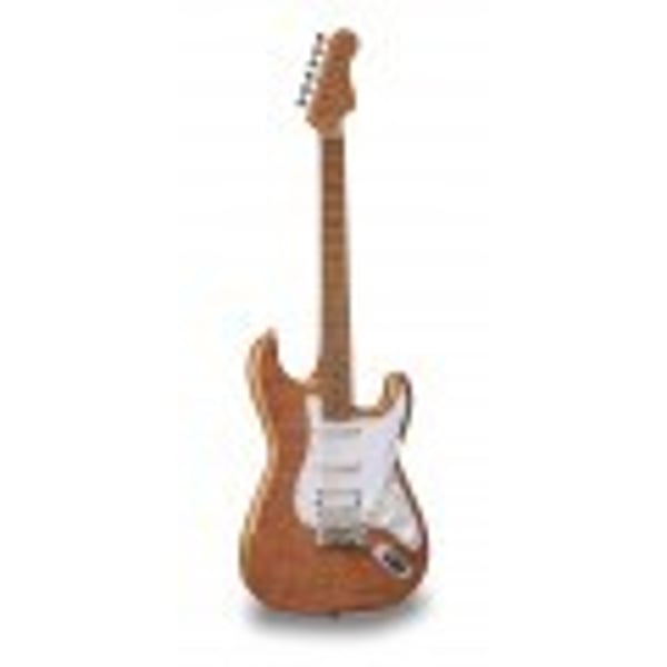 SOUNDSATION Chitarra elettrica double cutaway con 2 single coil + humbucker splittabile e meccaniche autobloccanti (equipaggiata Wilkinson, tastiera e manico in acero roasted, top fiammato). Modello RIDER-DELUXE-M NT
