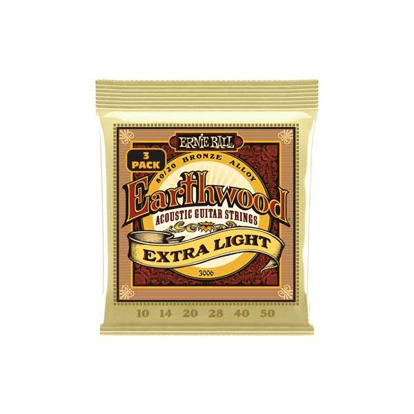 Ernie Ball 3006 Earthwood Extra Light 8020 3 Pk 10 50