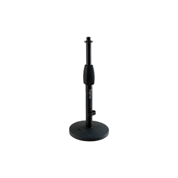 Gator Frameworks GFW-MIC-0601 Supporto da tavolo per microfono con base tonda da 15 cm e altezza regolabile 25-38 cm<br>