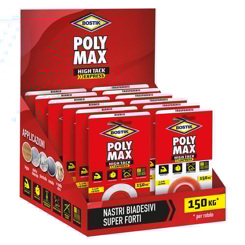 ESPOSITORE NASTRO BIADESIVO 'POLY MAX HIGH TACK EXPRESS' totale 12 blister