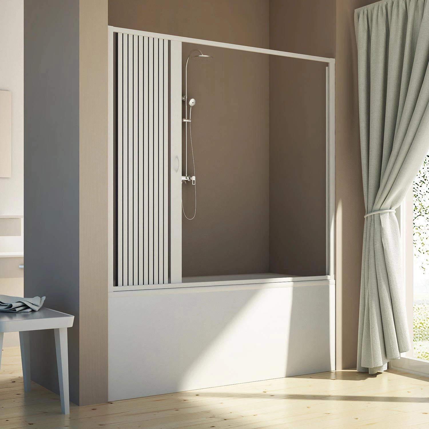 Box Doccia per Vasca Astra in PVC 1 Lato Apertura Scorrevole Laterale a Soffiett - Foto 7 di 7