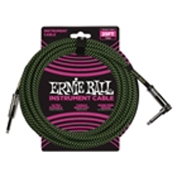 Ernie Ball 6066 Cavo intrecciato Nero/Verde 7,62 m